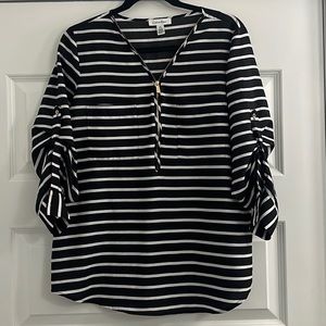 White and black striped blouse